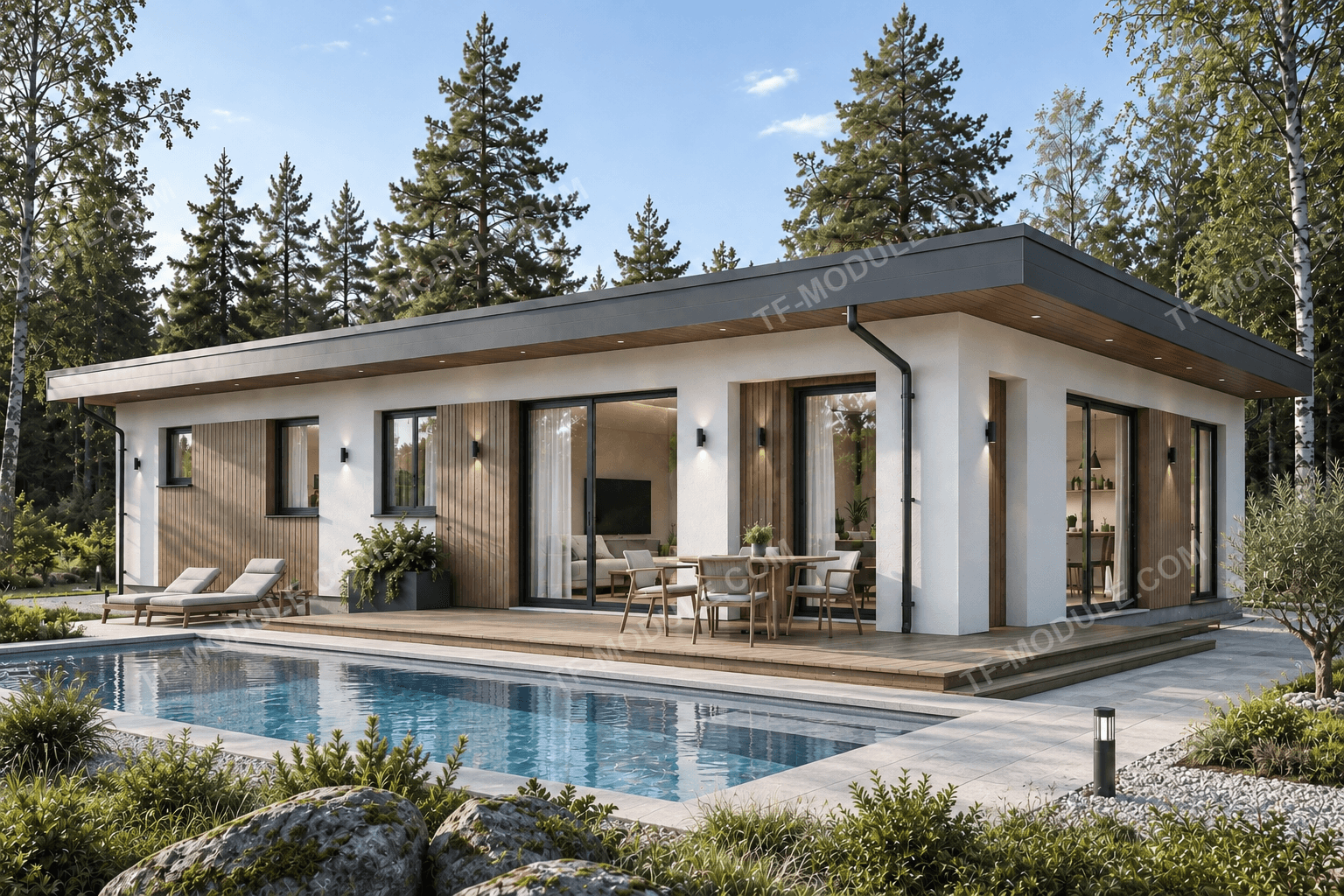TF Loft 127 — фасад дома с бассейном