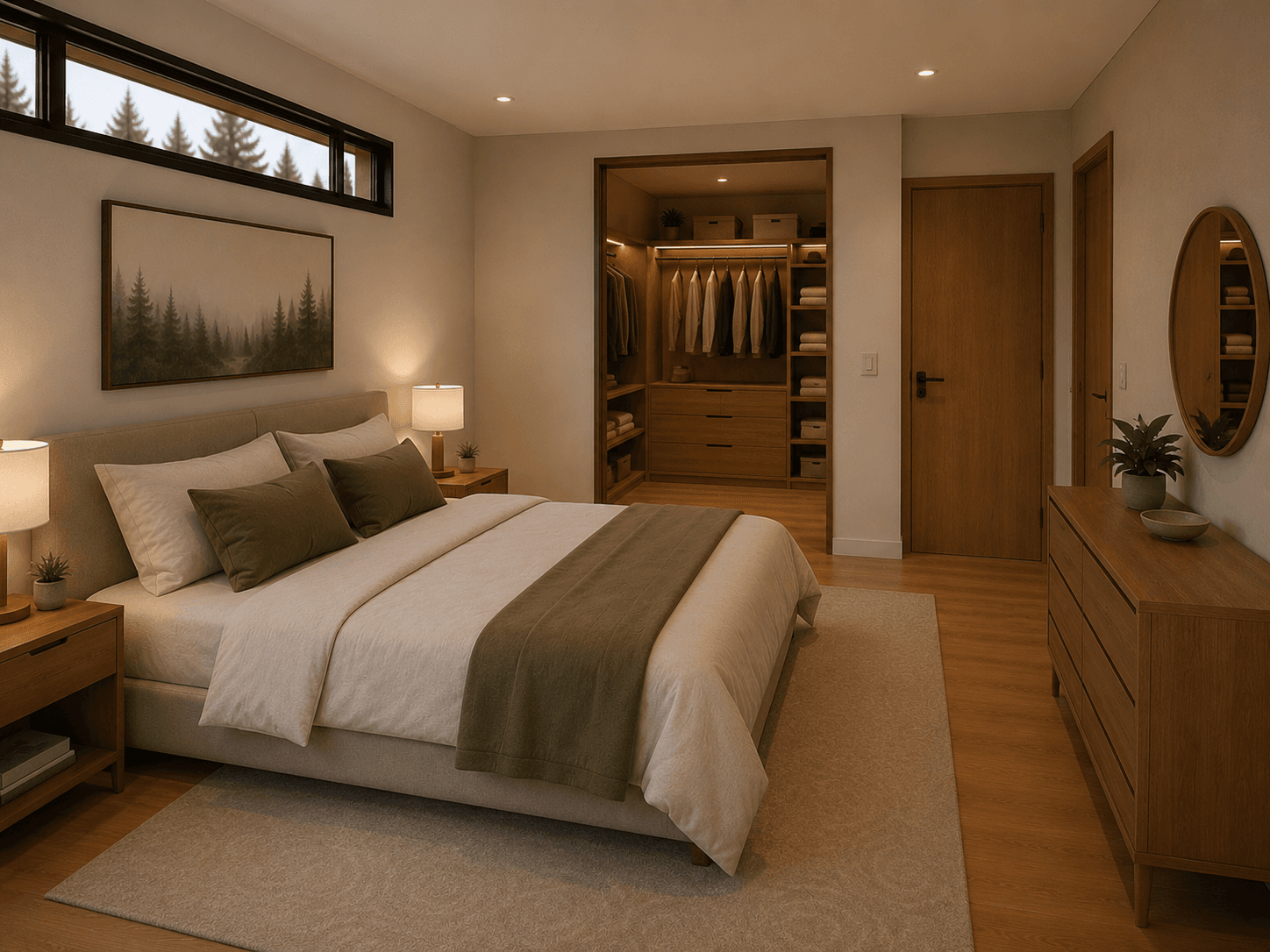 TF Loft 127 — мастер-спальня с гардеробной